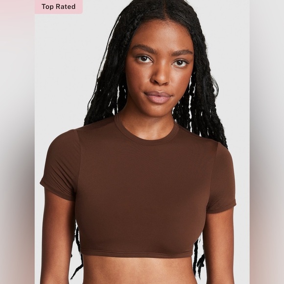 VS PINK BASE STRETCH CROP BABY TEE - Picture 1 of 9